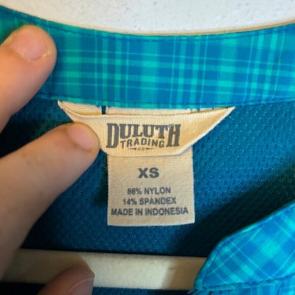 Duluth Trading Shirt‎ Women's Size XS Extra Small Button Up Blue Plaid Tunic - Picture 3 of 3